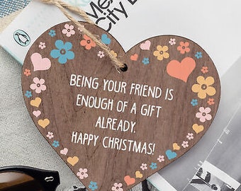 Funny Friendship Christmas Gift Novelty Wooden Heart Joke Present Best Friend