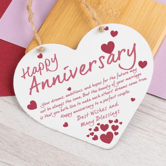Wedding Anniversary Gift Heart Hanging Sign Happy Anniversary Gifts 