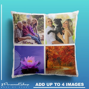 Coussin Taie d'oreiller personnalisée Taie d'oreiller Housse photo Cadeau personnalisé jusqu'à 4 photos