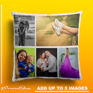 Coussin photo personnalisé Taie d'oreiller Housse de coussin Cadeau personnalisé jusqu'à 5 photos