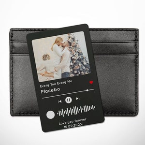 Placa de música personalizada carteira de metal cartão de inserção lista de reprodução de música streaming namorado música aniversário casamento natal namorada namorados