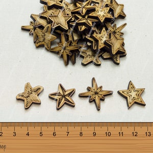 15 Mm GOLD STAR Wooden Buttons X 10 , Wooden Star Buttons, Xmas