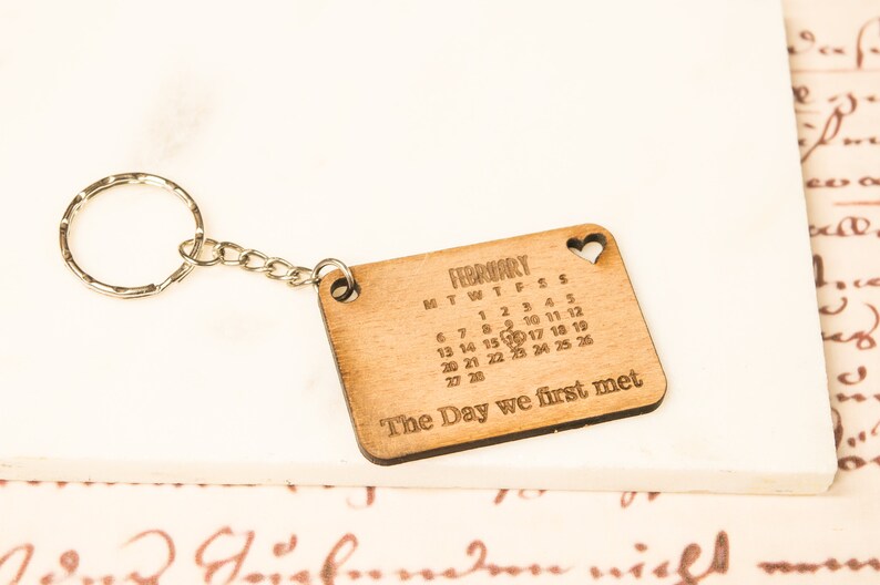 Personalised Laser Engraved Wooden Calendar Keyring