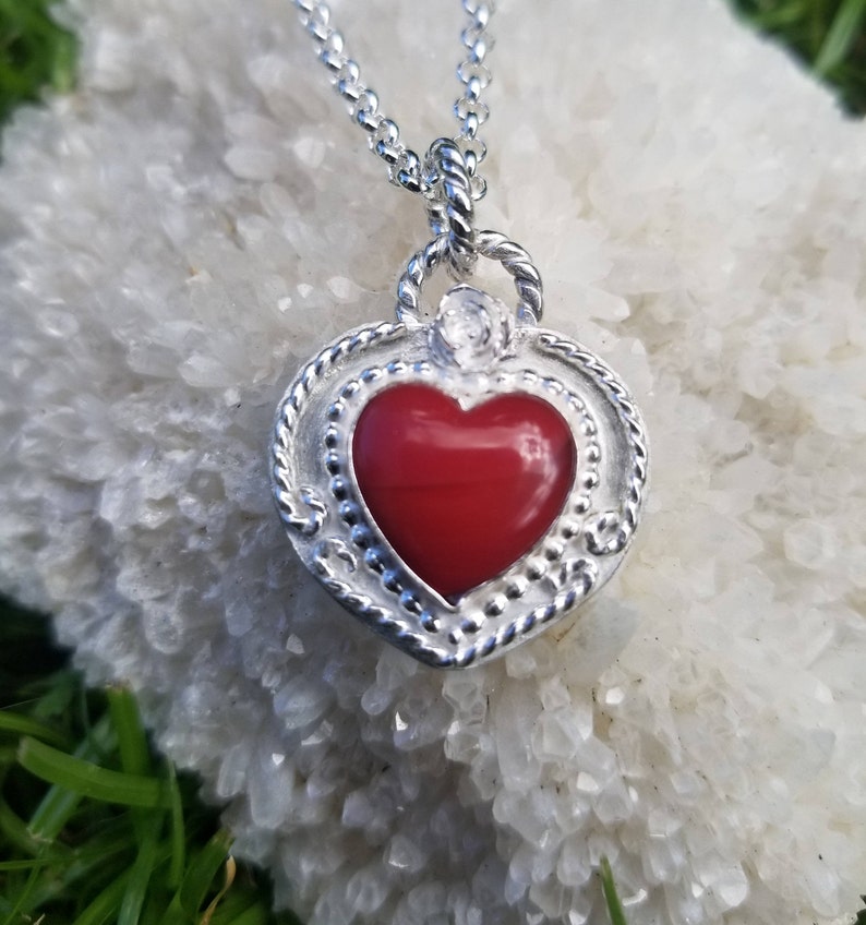 Roserita necklace on 18 inch silver plated chain red heart necklace Valentine/'s sweetheart necklace