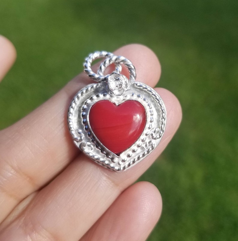 Roserita necklace on 18 inch silver plated chain red heart necklace Valentine/'s sweetheart necklace