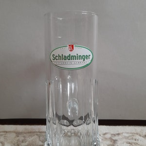 Schladminger Beer Mug, Austrian Beer Stein, Vintage Glass Beer Mug, Collectible German Bierkrug, Oktoberfest Mugs, Beer Tankard, 0.3L Glass