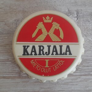 Karjala Beer Bottle Opener, Vintage Beer Bottle Opener, Round Bottle Opener, Brand Bottle Opener