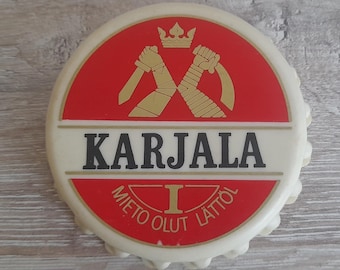 Vintage Karjala Beer Bottle Opener, Round Brand Design