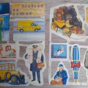 Vintage 1989 Swedish Paper Cutouts, Postal Art Ephemera, Scandinavian Mail Graphics, Scandinavian Crafts, Retro Collage Supplies, Mail Art