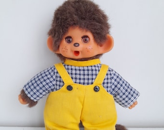 Vintage 1974 Wearing Blue Overall Monchhichi Blue Eyes Monkey