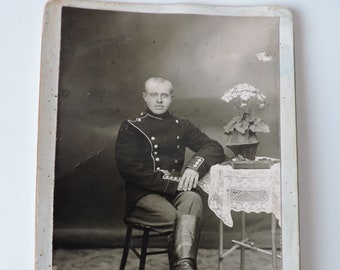 Antique Photo, 1920s Photo, Original Old Photograph, Vintage Photo, Military Photo, Photo of a Soldier, Snapshot, Cabinet Portrait