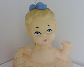 Vintage Rubber Girl Doll with Swimming Ring, USSR 1980s Toy