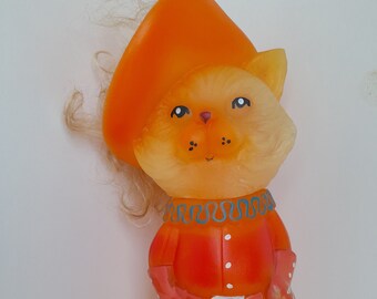 Puss in Boots, Rubber Cat, Rubber Animal, Toy Animal, Cat Figurine, Rubber Toy, Russian Fairytale, Soviet Toy, Made in USSR,Soviet ERA,1970s