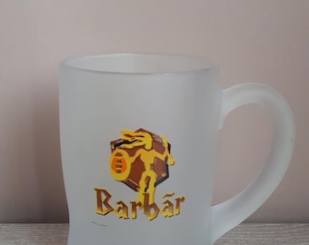 Boccale da birra vintage Barbar da 33 cl, bicchiere da birrificio belga, boccale da pub satinato, accessori da bar vintage