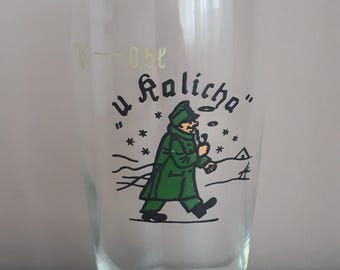 Vintage Švejk Beer Glass, Czech Barware 0.5L, 1980s Collectible
