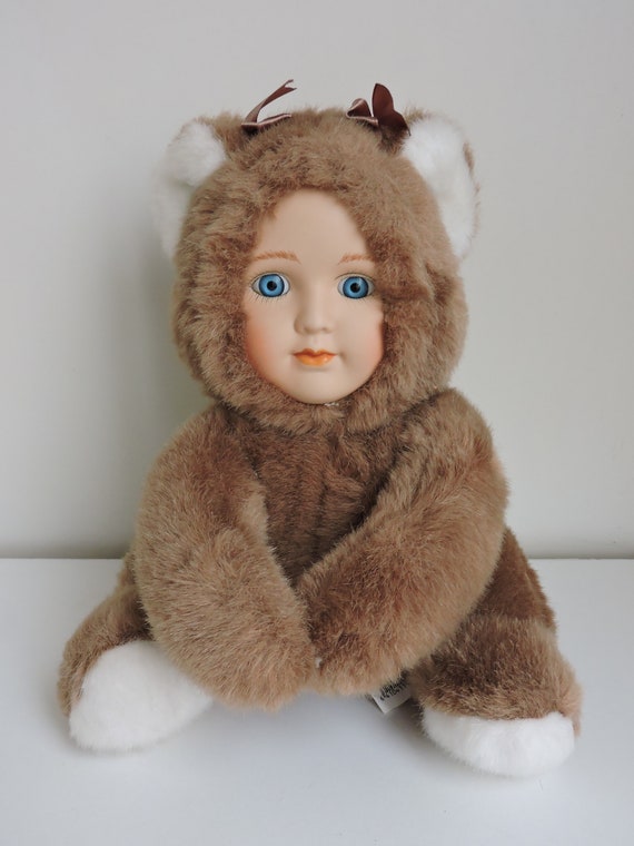 vintage stuffed animals with plastic faces