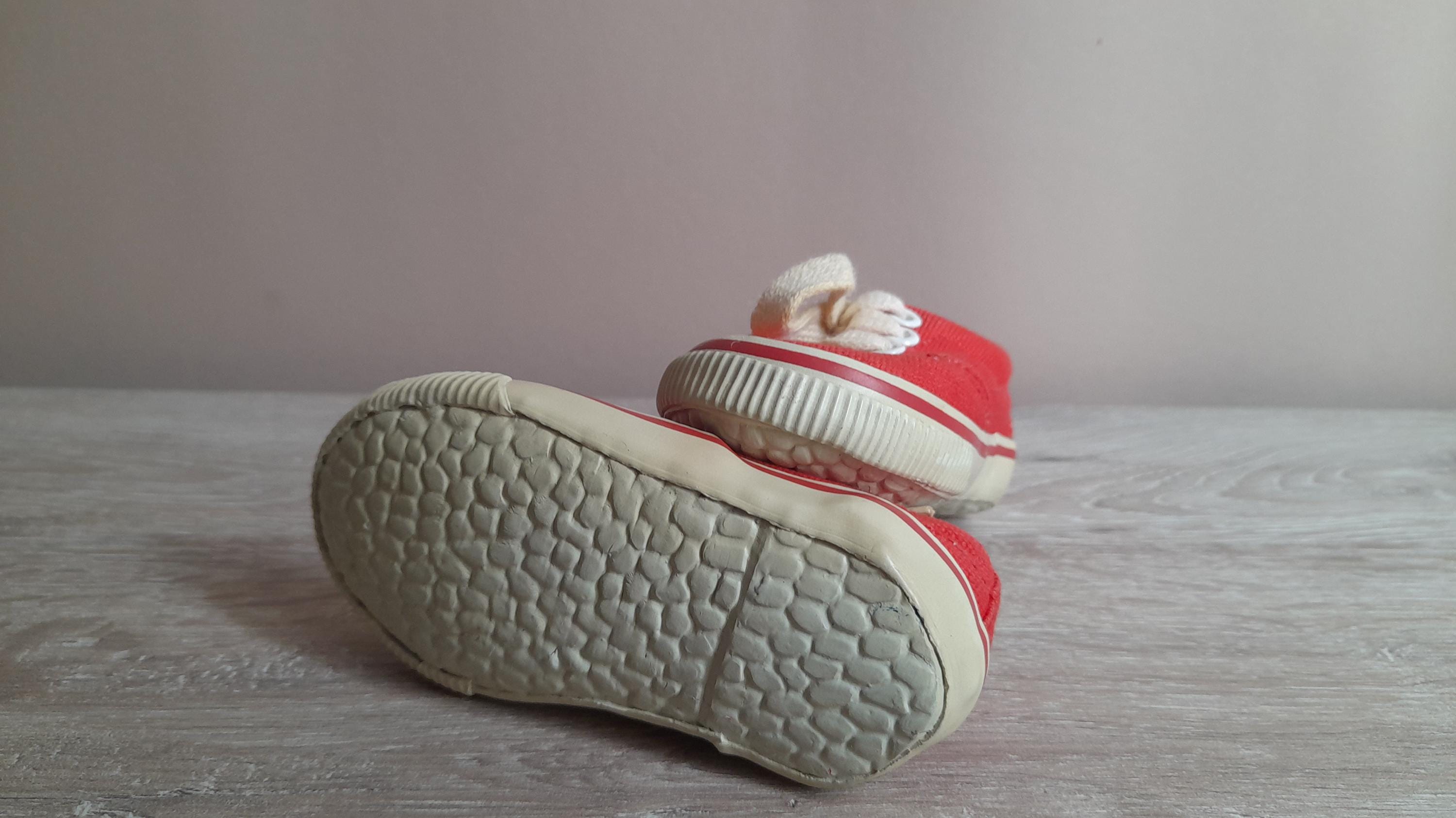 Vintage 90s Red Canvas Toddler Sneakers, EU Size 19, Collectible
