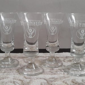 Jägermeister Shot Glass Set of 6, Footed Shot Glasses, Glassware for Jäger, Glass Shot Cup Set, Jägermeister Collectibles, Liquor Glass 2cl