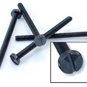 May include: Four black screws with a slotted head and a flat, square-shaped underside. The screws are arranged in a criss-cross pattern.