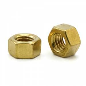 Brass Finished Hex Nuts - Pack of 25 or 100
