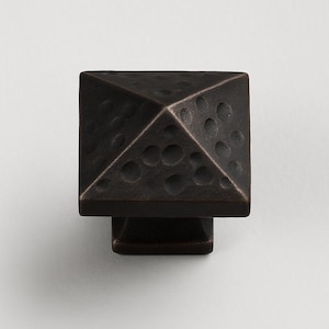 Square Hammered Large Cabinet Knob
