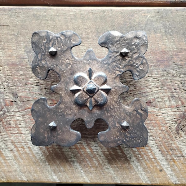 Barcelona Iron Rosette – Hand Forged Decorative Iron Medallion, Spanish Wall Rosette, Door Hardware Accent