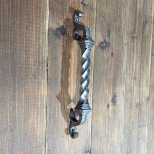 Romanesque Iron Door Pull, Hand Forged Medieval Front Door Handle, Rustic Barn Door & Entry Pull, Wrought Iron Door Hardware, 8 Finishes