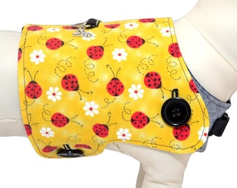 Little Red Lady Bugs Ladybugs w/ Retro Black White Dots Interchangeable Reversible Pet Dog Cover for PAWZLY Harnesses