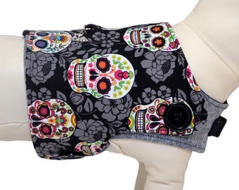 Jolly De Los Roger (Day of the Dead) Sugar Skulls and Crossbones Interchangeable Reversible Pet Dog Cover for PAWZLY Harnesses