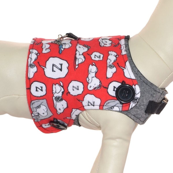 Sleepy Snoopy Dog Harness * Peanuts Snoopy Lazily Sleeping * ZZZ * Bones & Paws Interchangeable Reversible Pet Dog Vest for PAWZLY Harnesses