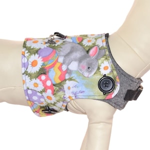 Cute Easter Friends Bunny and Duckling w/ Bright Colorful Eggs * Pastel Colors Interchangeable Reversible Pet Dog Cover for PAWZLY Harnesses