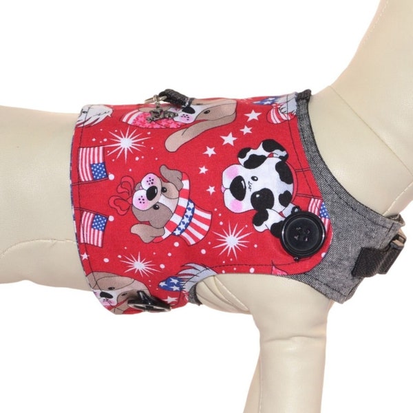 Independence Day Dogs * Go USA 4th of July Celebration * America Stars Paws * Interchangeable Reversible Pet Dog Cover for PAWZLY Harnesses