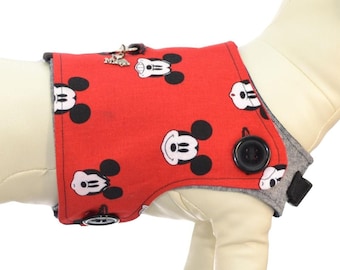 The Many Face of Mickey Mouse Dog Harness * Disneyland Disneyworld Vacation * Interchangeable Reversible Pet Dog Cover for PAWZLY Harnesses