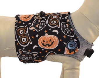 Spooky Glow in the Dark Critters * Black Cat, Owl, Jack-o-Lantern * Halloween Interchangeable Reversible Pet Dog Cover for PAWZLY Harnesses