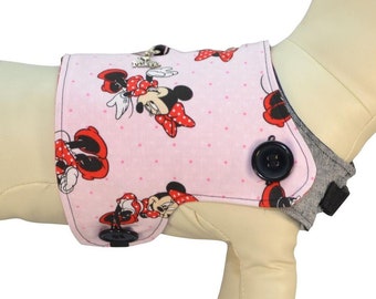 Disney's Minnie Mouse * Cute Pink Girly * Red Retro Polka Dot * Disneyland Interchangeable & Reversible Dog Pet Cover for PAWZLY Harnesses