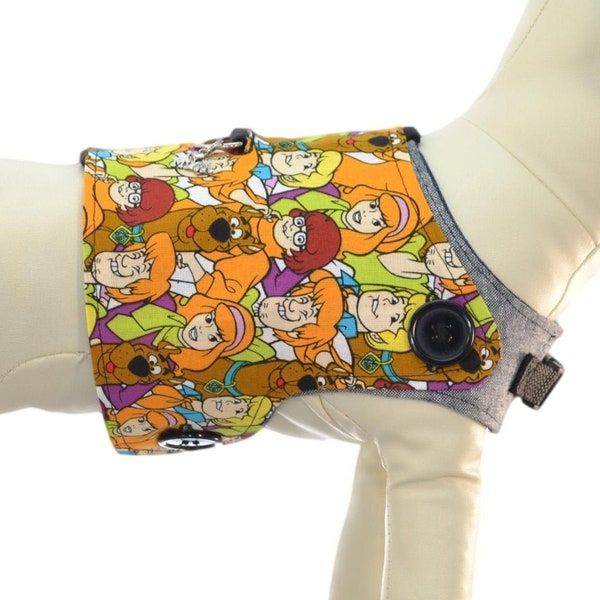 Scooby and the Gang Harness * Mystery Machine Fred, Daphne, Velma, and Shaggy Interchangeable Reversible Pet Dog Cover for PAWZLY Harnesses