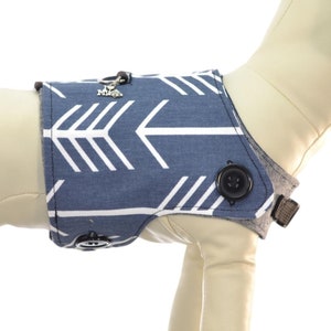 Modern Archer Flight of the Arrow * Navy Blue and White Stipes * Hipster Dog * Interchangeable Reversible Pet Dog Cover for PAWZLY Harnesses