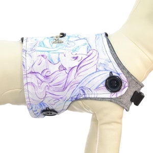The Little Mermaid Dog Harness * Disney Ariel Sketches w/ Flounder Sebastian Interchangeable Reversible Pet Dog Cover for PAWZLY Harnesses