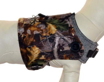 Advantage Hunting Dog Cover Camo Outfit * Forest Wooded Fall Foliage * Interchangeable Reversible Pet Dog Cover for PAWZLY Harnesses