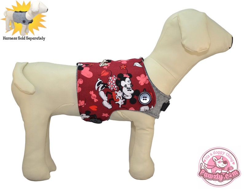 Mickey & Minnie Mouse Valentines Day Love Birds Disney World Disneyland Trip Interchangeable Reversible Pet Dog Vest for PAWZLY Harnesses image 1