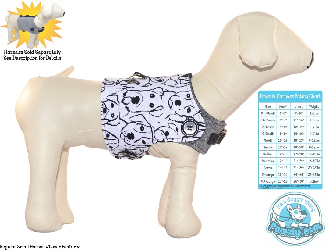 Dog Doodles Harness French Bulldog, Terrier, Chihuahua, Pug, Lab, Poodle Interchangeable
