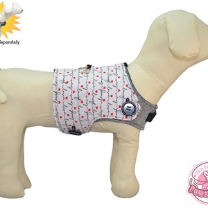 Small Large Heart Flutter Explosion 3 3 3 Live 3 Laugh 3 Love 3 Interchangeable Reversible Pet Dog Vest for PAWZLY Harnesses image 3