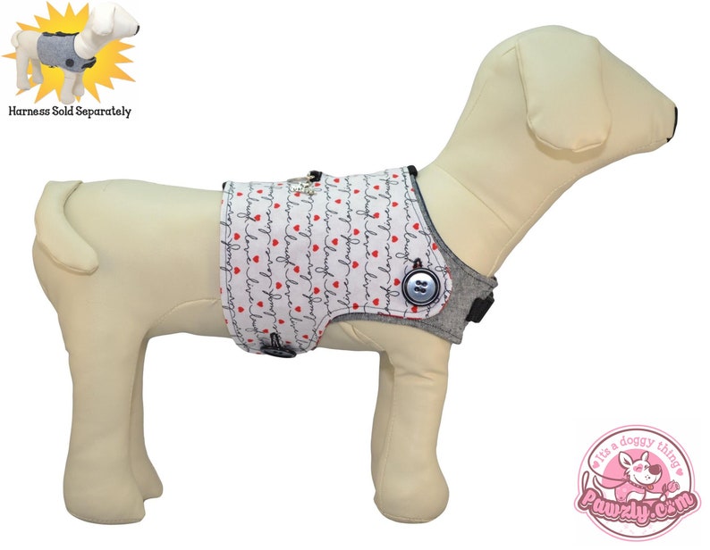 Small Large Heart Flutter Explosion 3 3 3 Live 3 Laugh 3 Love 3 Interchangeable Reversible Pet Dog Vest for PAWZLY Harnesses image 3