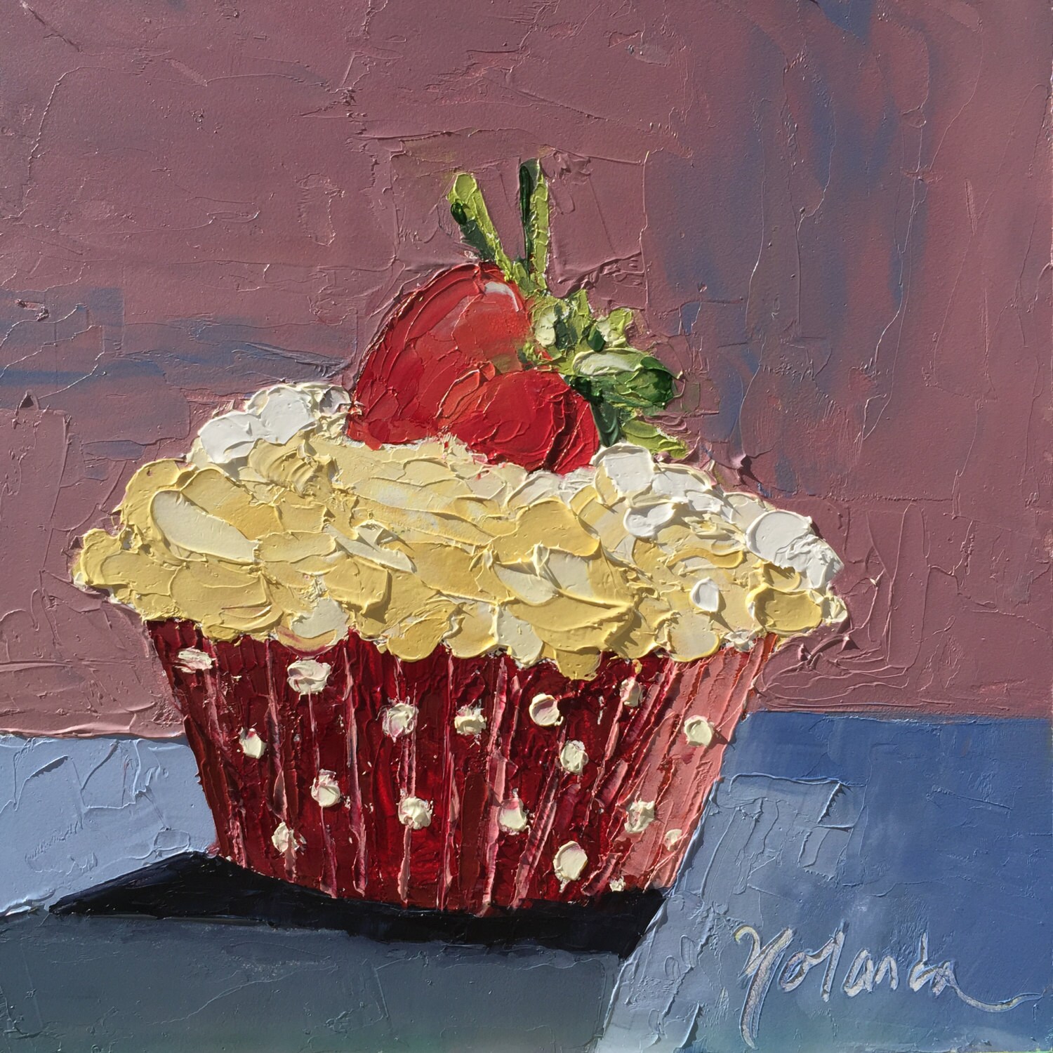 Original oil painting palette knife cupcake on Etsy