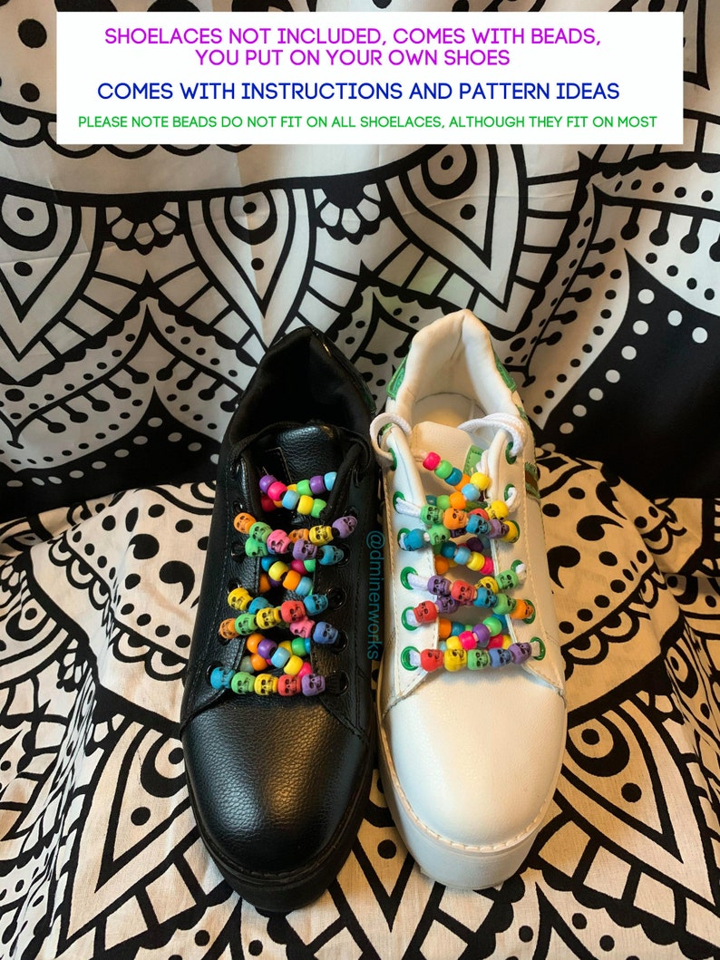 Kandi Skull Shoelace Kit DIY / Sugar Skull Shoelaces / Etsy