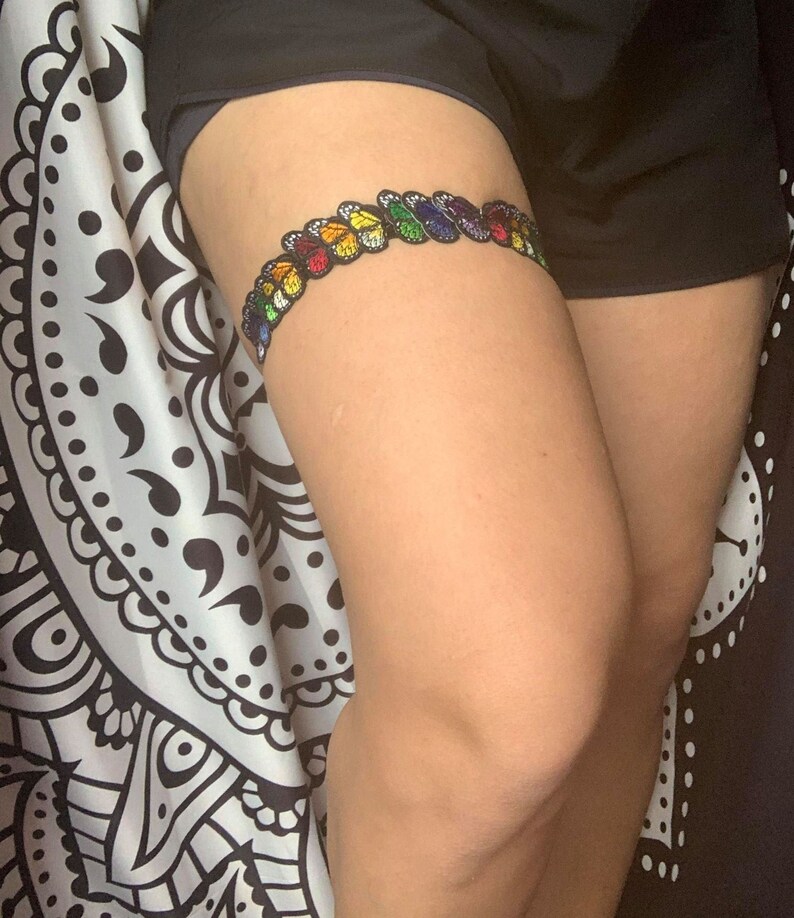Plus Size Garter Rainbow Butterfly Garter Pride Wedding Rainbow Wedding Rainbow Garter Custom Garter Pride Garter
