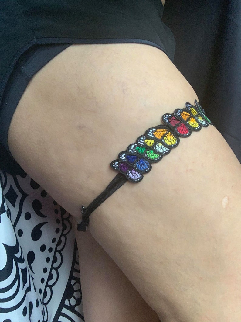 Plus Size Garter Rainbow Butterfly Garter Pride Wedding Rainbow Wedding Rainbow Garter Custom Garter Pride Garter