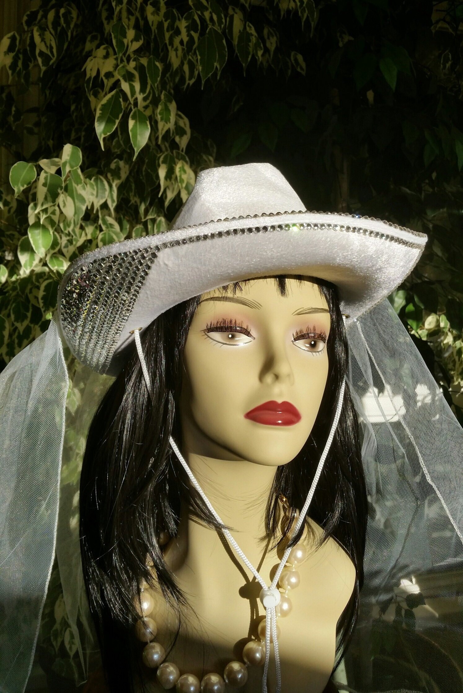 Swarovski, Bling Hats, Bridal Hats, Halloween Hats, Fourth of July, BCBG AZRIA Bride Rhinestone Cowboy hat – LosAngelesCowgirl main image 3