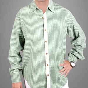 Camisa de algodón hecha a mano para hombre / Khadi / Ecológica / / Divine Ray - (1047)