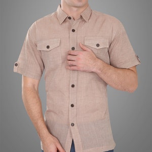 Camisa de algodón hecha a mano para hombre / Khadi / Ecológica / / Divine Ray - (1002)